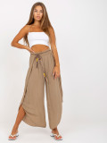 Béžové vzdušné kalhoty s rozparky