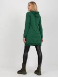 Tmavě zelené teplákové šaty s kapucí