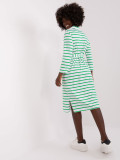 Bílo-zelené jednoduché šaty s límečkem