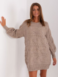 Tmavě béžové oversize pletené šaty/pulovr