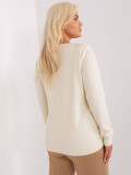 Krémový dámský svetr plus size s knoflíky