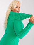 Zelený dámský svetr plus size se žebrováním