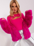 Fuchsiový svetr s výstřihem