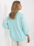 Stylová blůza s 3/4 rukávem v mátové barvě