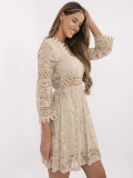 Béžové boho šaty s 3/4 rukávem