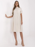 Béžové šaty s krátkým rukávem