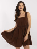 Hnědé letní šaty s volánem