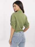 Stylová khaki košile s 3/4 rukávem