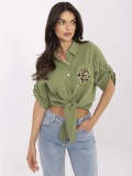 Stylová khaki košile s 3/4 rukávem