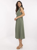 Khaki midi letní šaty