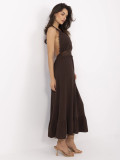 Šaty s volánky v tmavě hnědé barvě