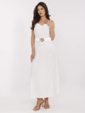 Maxi šaty s páskem v ecru