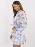 Elegantní komplet s květinovým vzorem v modré