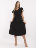 Letní midi šaty s volány v černé