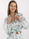 Elegantní komplet s květinovým vzorem v mátové