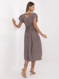 Letní midi šaty s volány v tmavě béžové