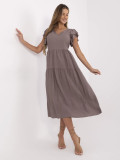 Letní midi šaty s volány v tmavě béžové