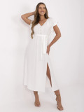 Bílé midi šaty s V výstřihem