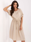Béžové letní šaty s krátkým rukávem
