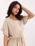 Béžové letní šaty s krátkým rukávem