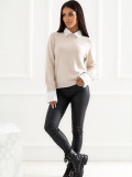 Béžový elegantní svetr s límečkem