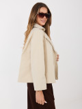 Krátký béžový přechodný kabát s podšívkou