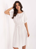 Bílé rozšířené šaty s krátkým rukávem