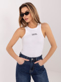 Bílý bavlněný top s výšivkou a nápisem