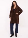 Hnědý teddy kabát s podšívkou a kapsami