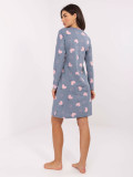 Dámská noční košile s dlouhým rukávem, tmavě modrá, bavlněná