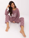 Dámské pyžamo s dlouhým rukávem v tmavě růžové barvě