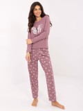 Dámské pyžamo s dlouhým rukávem v tmavě růžové barvě