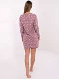 Dámská noční košile s dlouhým rukávem, tmavě růžová