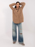 Stylová camel bunda s límečkem a kapsami