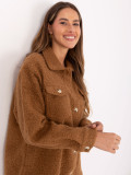 Hnědá casual košilová bunda s límečkem a kapsami