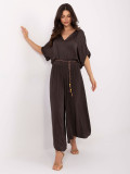 Elegantní palazzo kalhoty v tmavě hnědé barvě