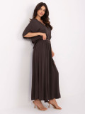 Elegantní palazzo kalhoty v tmavě hnědé barvě