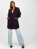 Tmavě fialový přechodný kabát z alpaky a vlny