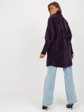 Tmavě fialový přechodný kabát z alpaky a vlny