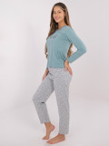 Dámské bavlněné pyžamo s potiskem, mentolové