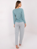 Dámské bavlněné pyžamo s potiskem, mentolové