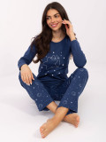 Dámské pyžamo s dlouhým rukávem v tmavě modré barvě