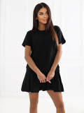 Černé rozšířené mini šaty s krátkým rukávem