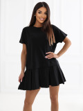 Černé rozšířené mini šaty s krátkým rukávem