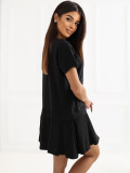 Černé rozšířené mini šaty s krátkým rukávem