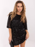 Černé koktejlové mini šaty s flitrovou aplikací