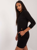 Černé bavlněné mini šaty s 3/4 rukávem