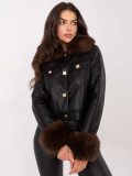 Krátká černá bunda z eko kůže s podšívkou