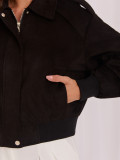 Černá přechodná bomber bunda z eko kůže