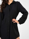 Černé košilové mini šaty s proužky a límečkem